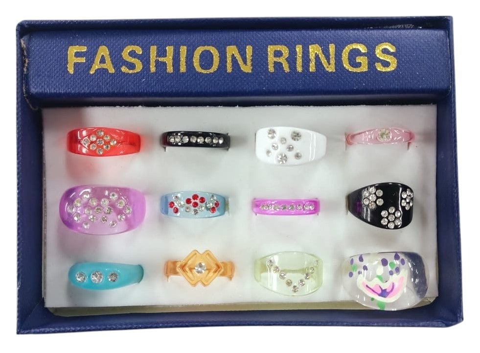 Local Kiwi Deals 12pcs Colorful Plastic Fashion Rings