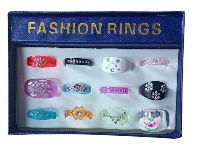 Local Kiwi Deals 12pcs Colorful Plastic Fashion Rings