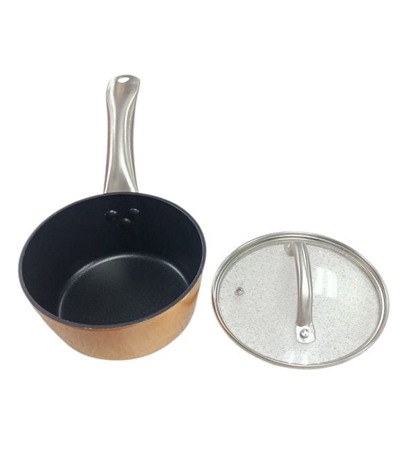 Local Kiwi Deals 17cm Saucepan With Glass Lid Non-stick Forged Aluminium