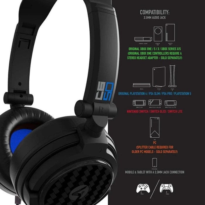 Local Kiwi Deals 4Gamers C6-50 Wired Gaming Headset (Black & Blue)