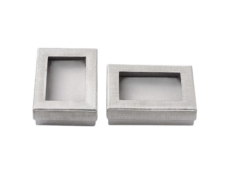 Local Kiwi Deals 5Pcs 12 Slot Silver Cardboard Jewelry Box Gift Case Display Window 130x95mm