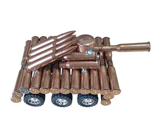 Local Kiwi Deals Decoration Bullet Shell Casings Shaped Rare Model Army Tank With Wheels (LARGE)