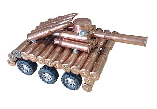 Local Kiwi Deals Decoration Bullet Shell Casings Shaped Rare Model Army Tank With Wheels (LARGE)