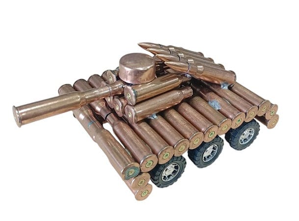 Local Kiwi Deals Decoration Bullet Shell Casings Shaped Rare Model Army Tank With Wheels (LARGE)