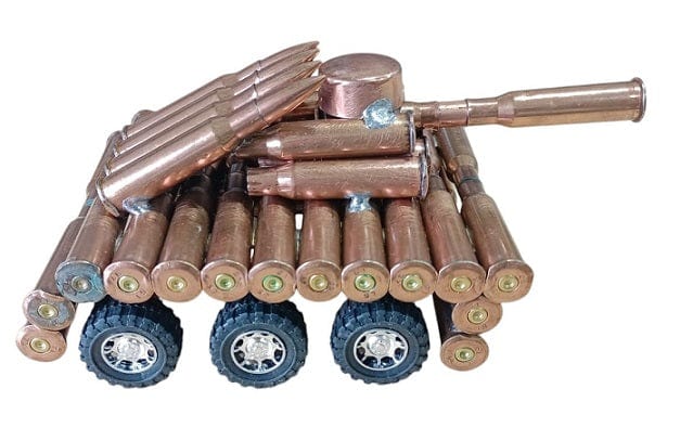 Local Kiwi Deals Decoration Bullet Shell Casings Shaped Rare Model Army Tank With Wheels (LARGE)