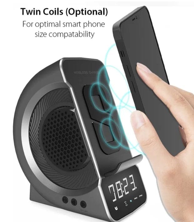 Local Kiwi Deals Digital Display 3-in-1 Alarm Clock with Wireless Charging - Grey