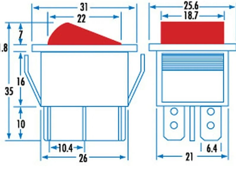 Local Kiwi Deals DPDT Illuminated Rocker - Large Red SK0982
