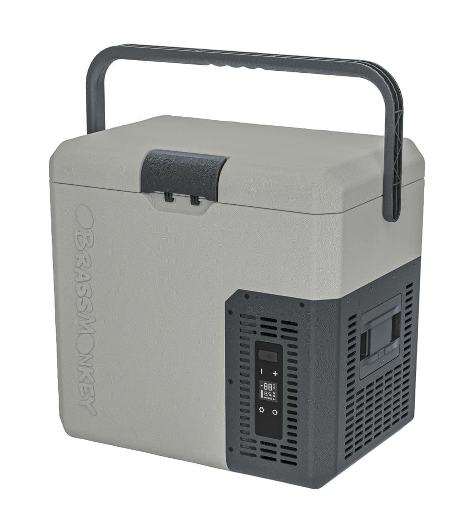 Local Kiwi Deals Electronics 18L Brass Monkey Portable Fridge/Freezer with Carry Handle and Battery Compartment - Grey/Dark Grey