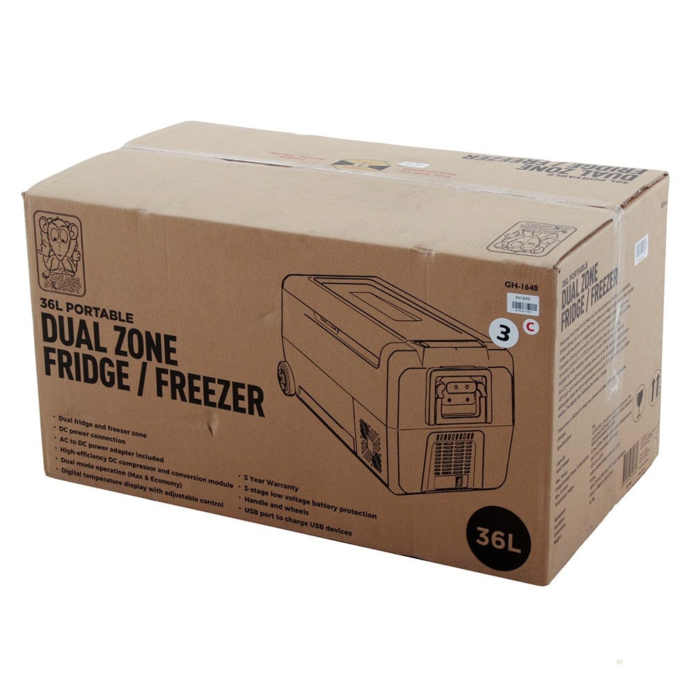 Local Kiwi Deals Electronics 36L Brass Monkey Single or Dual Zone Fridge/Freezer with Removable Zone Divider