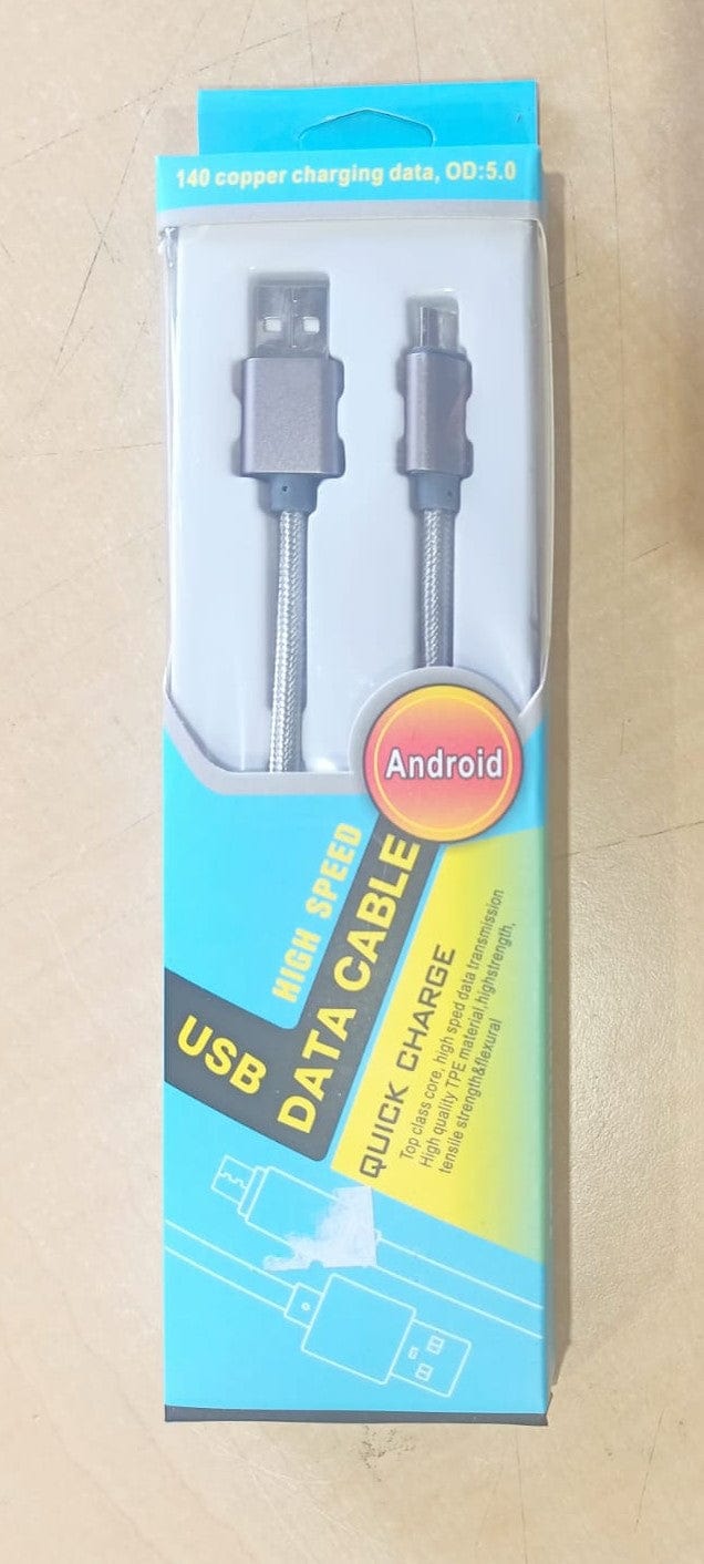 Local Kiwi Deals Electronics SILVER BRAIDED MICRO USB DATA CABLE FOR ANDROID 1M