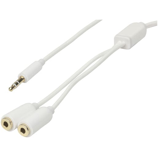 Local Kiwi Deals Electronics Slim 3.5mm Stereo Plug to 2 x 3.5mm Stereo Socket - 0.2m