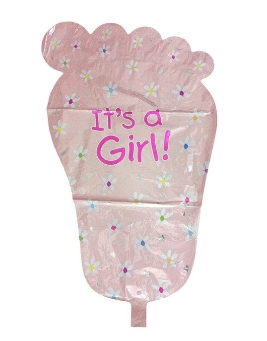 Local Kiwi Deals Foot-shaped It's A Girl! Foil Balloon Large 70 x 42cm - 5pk