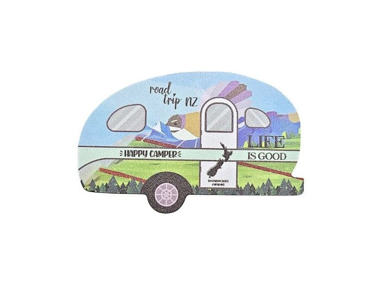 Local Kiwi Deals Happy Camper Caravan Magnet with Fantail