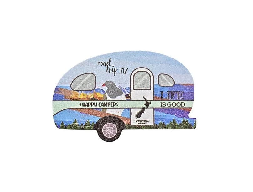 Local Kiwi Deals Happy Camper Caravan Magnet with Kereru
