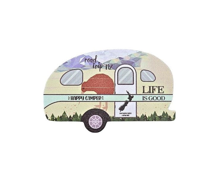 Local Kiwi Deals Happy Camper Caravan Magnet with Kiwi