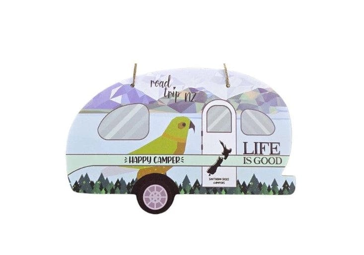 Local Kiwi Deals Happy Camper Caravan Plaque with Kea