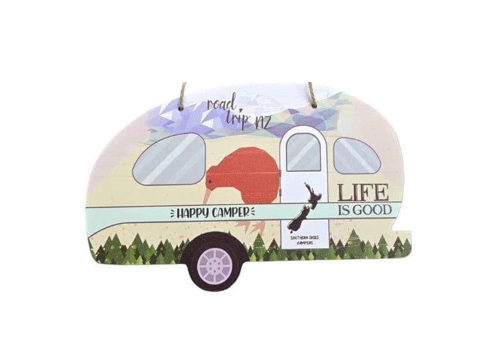 Local Kiwi Deals Happy Camper Caravan Plaque with Kiwi