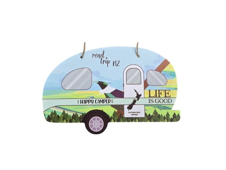 Local Kiwi Deals Happy Camper Caravan Plaque with Tui