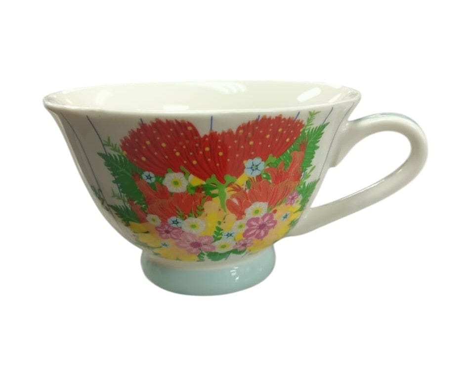 Local Kiwi Deals Hensen & Berry New Zealand Floral Bone China Cup White In Gift Box 230ml
