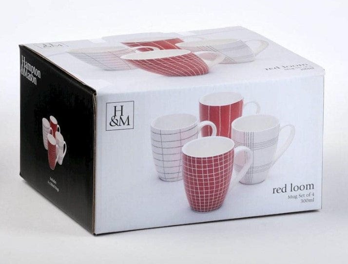Local Kiwi Deals Kitchen & Dining Hampton & Mason Loom Red Coffee Mugs 300ml 4pk