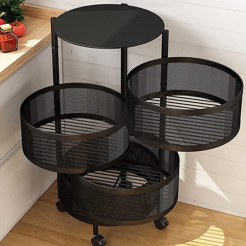 Local Kiwi Deals KITCHEN ORGANISERS 360 Degree 3 Tier Removable Rotating Kitchen Storage Rack(BLACK)