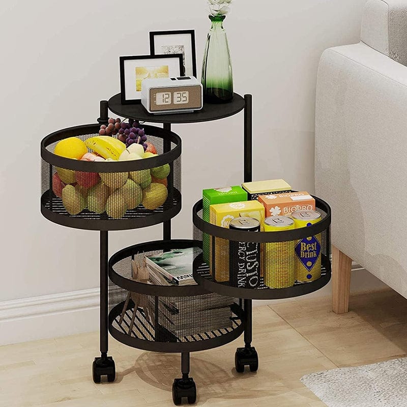 Local Kiwi Deals KITCHEN ORGANISERS 360 Degree 3 Tier Removable Rotating Kitchen Storage Rack(BLACK)