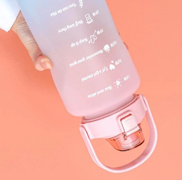 Local Kiwi Deals Large Capacity Portable Straw Water Bottle 2000ml - Pink & Blue