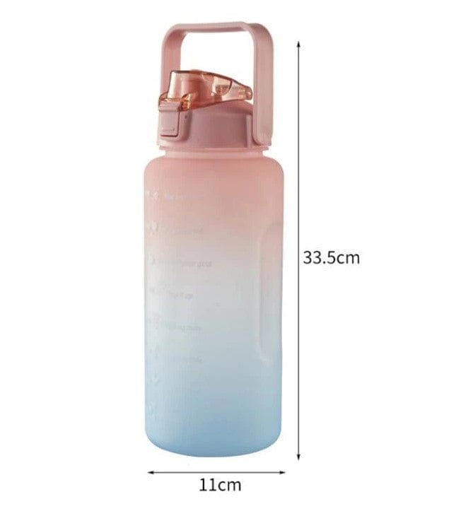 Local Kiwi Deals Large Capacity Portable Straw Water Bottle 2000ml - Pink & Blue