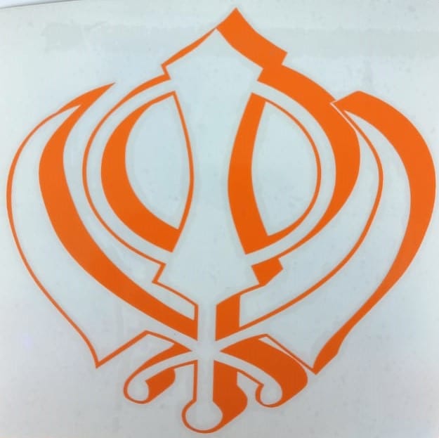 Local Kiwi Deals Orange Sikh Religious Symbol Logo Stickers Khanda