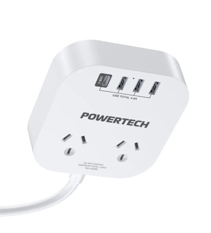 Local Kiwi Deals Powertech 2 Way Desktop Power board- 4.8A MS4093