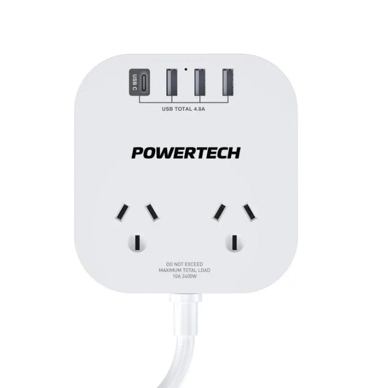 Local Kiwi Deals Powertech 2 Way Desktop Power board- 4.8A MS4093