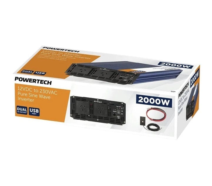 Local Kiwi Deals Powertech 2000W 12VDC to 230VAC Pure Sine Wave Inverter MI5740