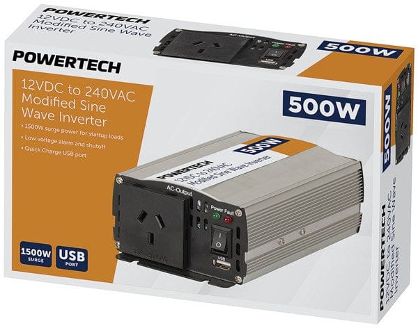Local Kiwi Deals Powertech 500W (1500W) 12VDC to 240VAC Modified Sinewave Inverter MI5304