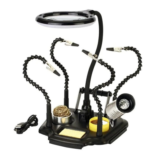 Local Kiwi Deals Protech Third Hand PCB Holder Tool with 4 Clips and Magnifier TH1993