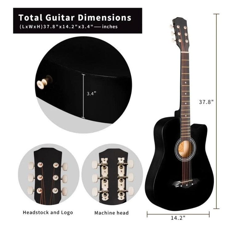 Local Kiwi Deals Royale 38" Acoustic Guitar (Black)