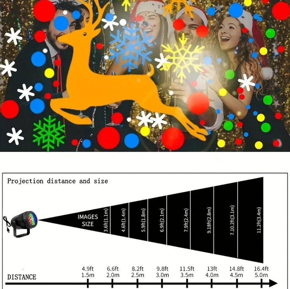 Local Kiwi Deals USB-Powered Rotating 16 Pattern LED Projection Light - Snowflake, Christmas