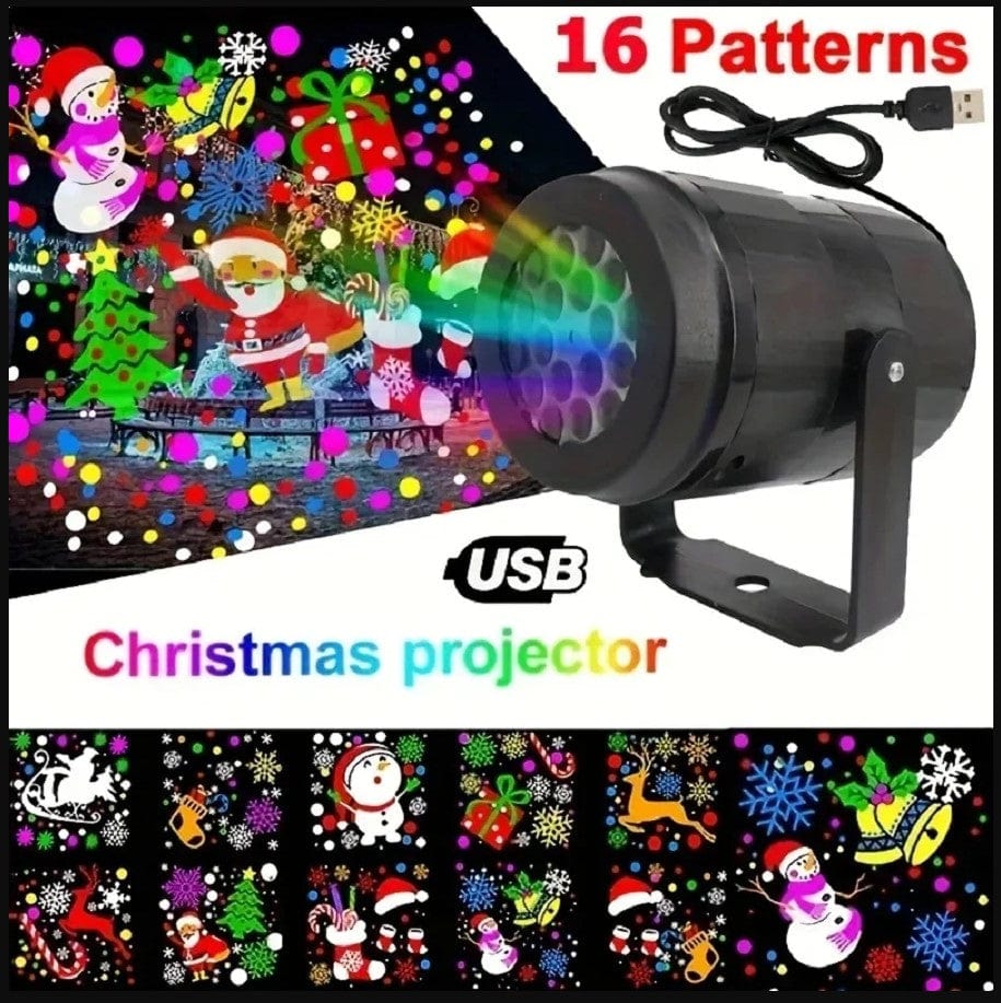 Local Kiwi Deals USB-Powered Rotating 16 Pattern LED Projection Light - Snowflake, Christmas