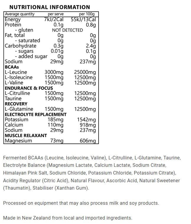 Local Kiwi Deals Vitamins & Supplements Raisey's Limited Edition BCAAs 360gm (Pina Colada)
