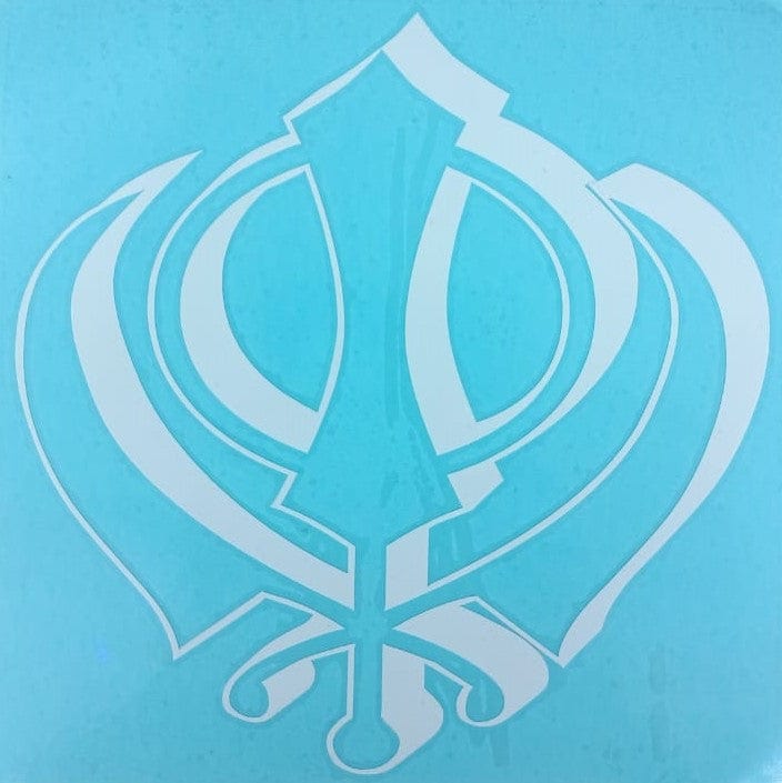 Local Kiwi Deals White Sikh Religious Symbol Logo Stickers Khanda