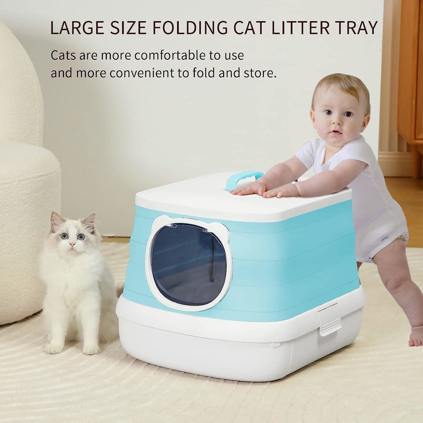 Local Kiwi Deals Zoomies Foldable Large Portable Litter Box - Cyan