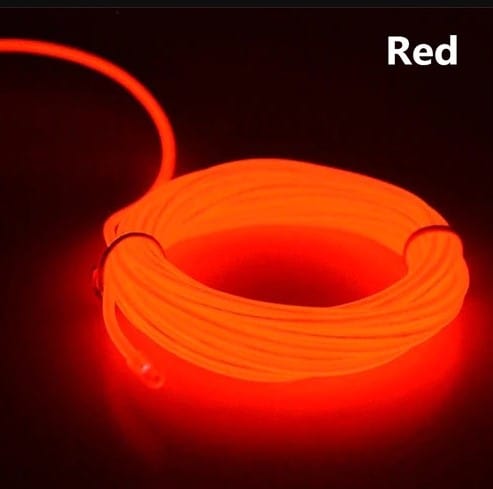 LKD Car Accessories Car Parts & Accessories RED 3 Meter Neon EL Wire Glow String Light Car Interior Decor Lamp