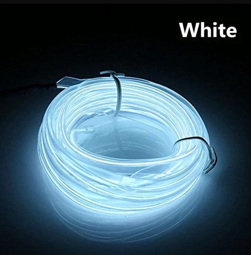 LKD Car Accessories Car Parts & Accessories WHITE 3 Meter Neon EL Wire Glow String Light Car Interior Decor Lamp