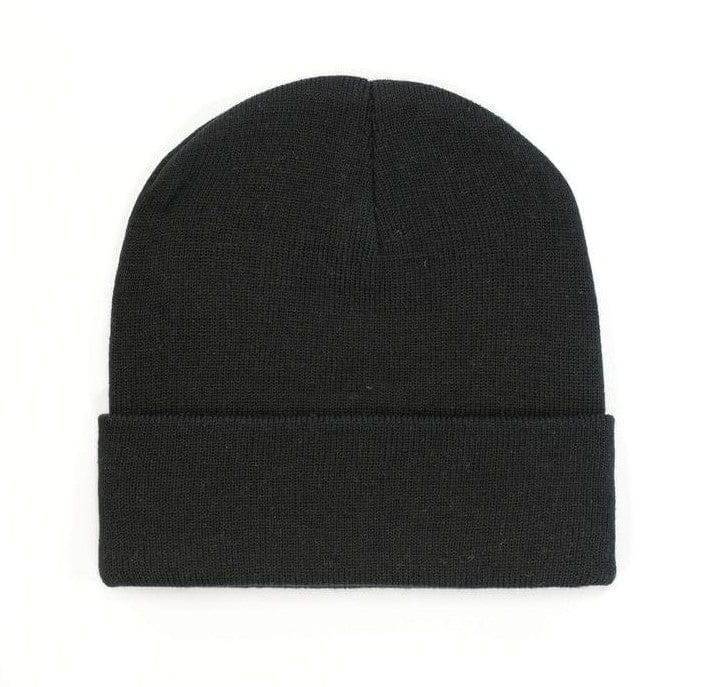 Local Kiwi Deals 1 Pack Unisex Stretchy Knitted Turn Up Beanie Plain - Black