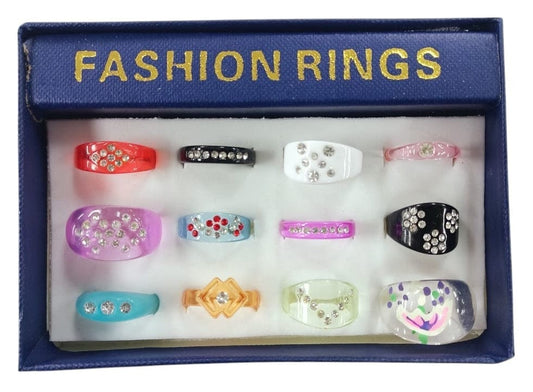 Local Kiwi Deals 12pcs Colorful Plastic Fashion Rings