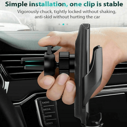 Local Kiwi Deals 15W 2-in-1 Wireless Phone Car Charger and Holder - Black