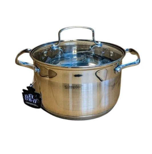 Local Kiwi Deals 2.5L (18x11.5 cm) Zepter Stainless Steel Stock Pot With Glass Lid ZP-2777