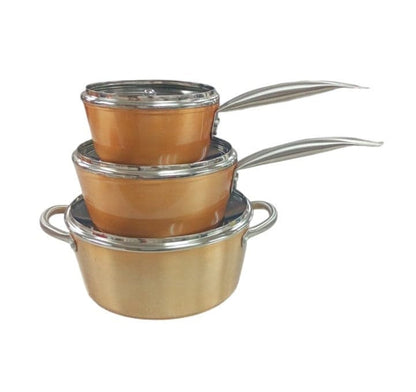 Local Kiwi Deals 3 pcs set (17, 21, 25cm) Saucepan With Glass Lid Non-stick Forged Aluminium