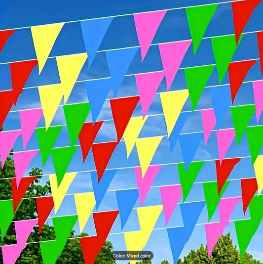 Local Kiwi Deals 30m Handmade Fabric Bunting with 70 Colorful Flags