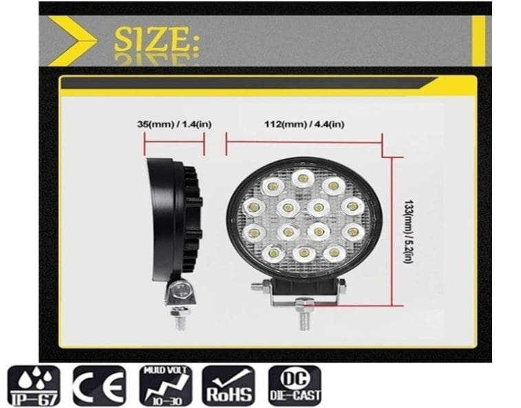 Local Kiwi Deals 42w 4.3 inch 12v / 24v Round Slim LED Spot Lights 1PACK