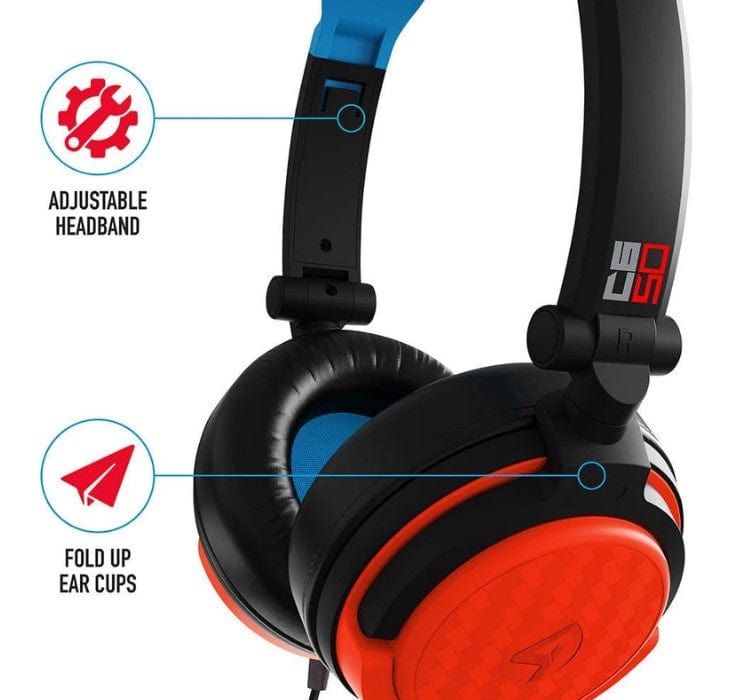 Local Kiwi Deals 4Gamers C6-50 Wired Gaming Headset (Neon Blue & Red)